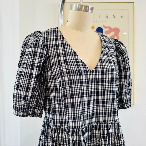 Fat Face Blue and White Checkered Babydoll Dress - Picture 4 of 16